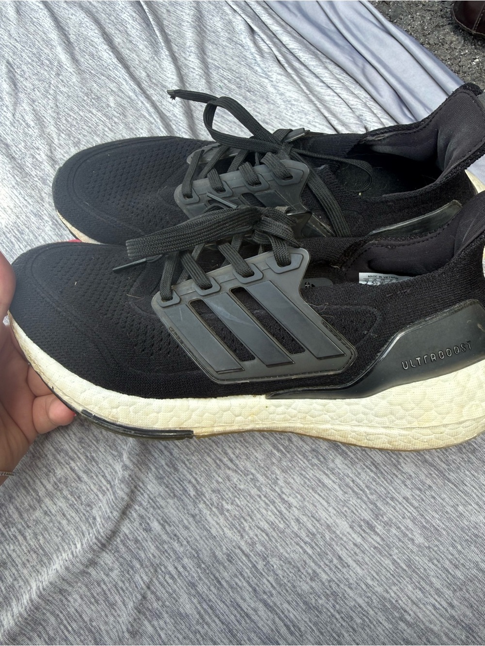 adidas Ultraboost Black Knit Running Sneakers with White Boost Midsole